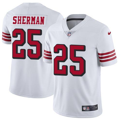 San Francisco 49ers Limited White Men Richard Sherman NFL Jersey #25 Rush Vapor Untouchable